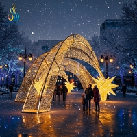 Wasserdichte LED-Lichtfestival-3D-Metallrahmen-Sternmotiv-Torbogen-Laterne für Stadtplätze – ideal für Feiertagsattraktionen