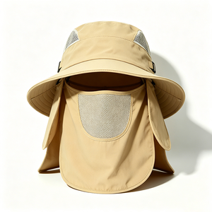 Chapeau de soleil OEM UPF50+ à protection intégrale du visage et du cou, respirant, en maille, pour la pêche, avec masque facial détachable, large bord, protection UV extérieure, bob 100% anti-UV - Product Image 6
