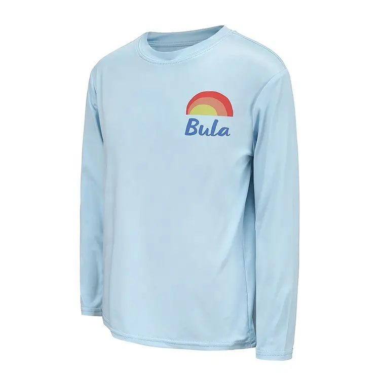 تصميم جديد UPF 50 قمصان حماية من الشمس باللون الأزرق الفاتح للأطفال قمصان صيد للأطفال