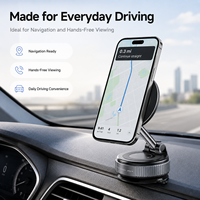 Dudukan Mobil Magnetik Stabil dari Aluminium Penerbangan dengan Lengan Teleskopik, Basis Hisap Gel, Rotasi 360° untuk Perangkat MagSafe di Kaca Depan