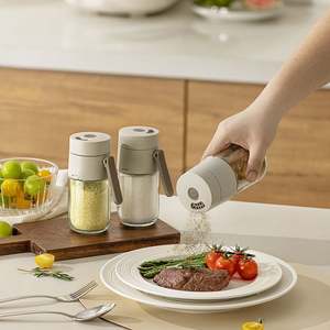 Distributeur de sel à double flux pour les cuisines de régime/chef 0.5g Arroseur réglable Bouteille en verre Récipient de stockage des aliments à une touche - Product Image 4