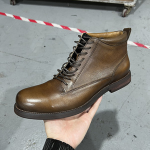 <b>Work</b> <b>Boots</b> Men Brown Leather Lace Up Ankle <b>Boots</b> Office Career Wear Abrasion Resistant Vintage Style Youth 18-40 - Product Image 1