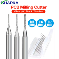 Fraise à queue en carbure pour PCB, diamètres 0.5, 0.6, 0.7 mm, tige de 3.175 mm (1/8 po), jeu de fraises de gravure pour routeur CNC