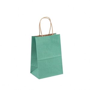 Custom Printing Gift Shopping Teal Kraft Paper Bag for Kids - Product Image 2
