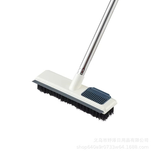 TX11 Brosse de sol à poils rigides 2 en 1 Brosse à gratter Brosse de pont pour salle de bain Cuisine Carrelage Brosse à récurer avec long manche - Product Image 2