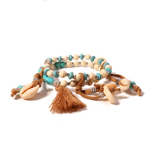 Woven <b>Bracelet</b> Natural Stone Pine Wood <b>Pearl</b> Shell Pendant Fringe Woven <b>Bracelet</b> for Women Uionen 1313 - Product Image 3