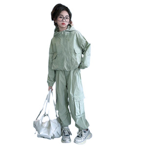 Tuta Sportiva con Cappuccio per Ragazze 2026 Primavera Autunno, <span class=keywords><strong>Pantaloni</strong></span> <span class=keywords><strong>Cargo</strong></span> alla Moda per Bambini, in Poliestere, Design Ampio e Fresco per Ragazze Più Grandi - Product Image 5