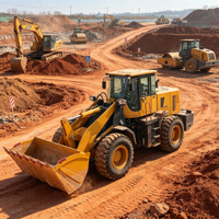 Wheel Loader Roda Depan 1 2 3 4 5 Ton 92 kW Diesel Kemudi Fleksibel 4x4 Kapasitas Bucket 3 m Putaran Pendek
