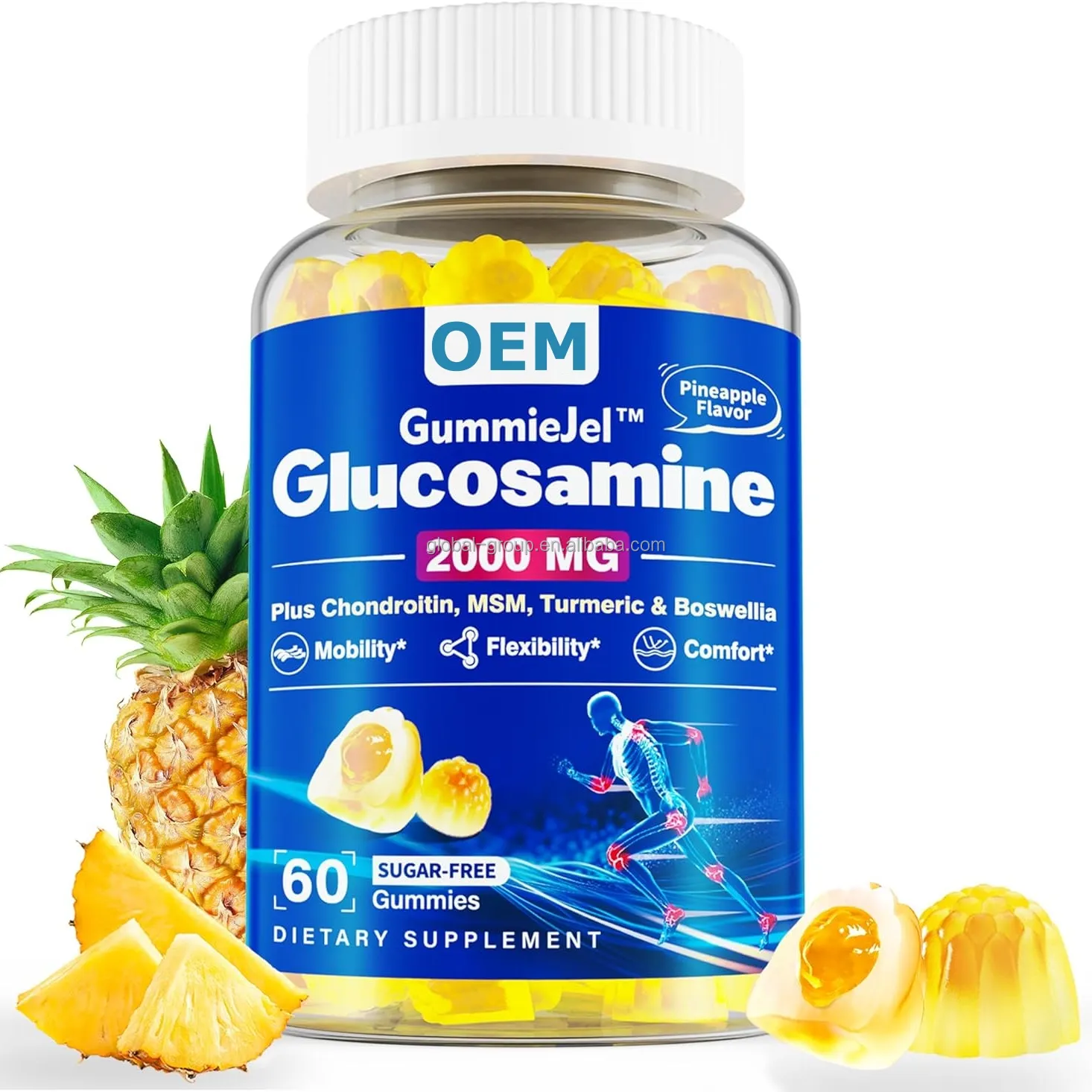 Şekersiz glukozamin kondroitin MSM dolgulu Gummies ortak destek takviyesi zerdeçal Boswellia hyaluronik asit ve Vitamin D3