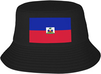 Chapeau de pêcheur personnalisé de haute qualité en polyester avec drapeau national haïtien, casquette de football