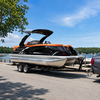 Bateau ponton en aluminium de luxe de 22 pieds - Ponton de fête à 3 tubes pour 12 personnes, homologué CE, moteur et remorque en option