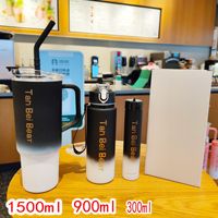 Ensemble de bouteilles d'eau 3-en-1 Gym Pop Handle 3Pcs avec paille à boire directe Plastique Fitness Motivation Accessoire Produit populaire