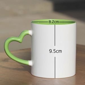 Mug publicitaire personnalisé 11 oz avec poignée cœur bicolore, revêtement céramique pour sublimation, idéal pour le bureau et les mariages - Product Image 2