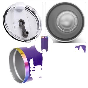 Vaso Personalizado de Acero Inoxidable con Recubrimiento en Polvo y Base Plateada Arcoíris de 20 oz, con Pajita, Grabable con Láser, Chapado en Oro - Product Image 4