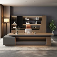 Nouvelle arrivée, bureau de direction en forme de L de luxe, bureau de direction haut de gamme, élégant, avec armoire latérale, bureau minimaliste