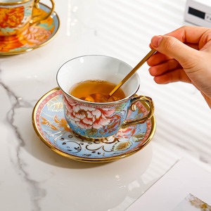 European Retro Coffee <b>Cup</b> And Saucer <b>Set</b> With Flower Pattern For Afternoon <b>Tea</b> Home Use - Product Image 4