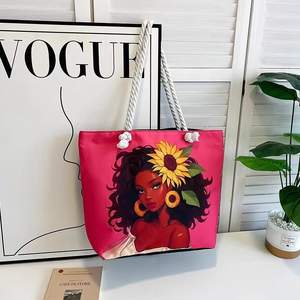 Sacs de voyage en toile personnalisés pour femmes, motif de dessin animé, sac de plage en toile personnalisé, grande capacité, sacs de voyage en toile pour femmes - Product Image 1