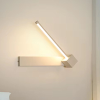 Lampe murale de chevet de chambre à coucher rotative à angle réglable, éclairage LED intérieur, aluminium, bande simple, lampe murale noire et blanche