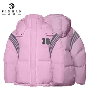 Women's Youthful Style Pink Zipper Down Jacket Luxury Anti-Wrinkle Winter Outdoor Protective Waterproof Warm with Front Pocket