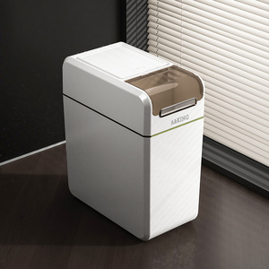 A&King Trash Can 12L Push Open Lid Rectangular Indoor Waste Bin Bathroom Use - Product Image 1