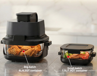 OEM Freidora de Aire y Horno de 1500W con Contenedor Visible de Vidrio de 5.5L/6.5L Intercambiable, Portátil, Desmontable, Ahorra Espacio, Moderna, Táctil, para el Hogar