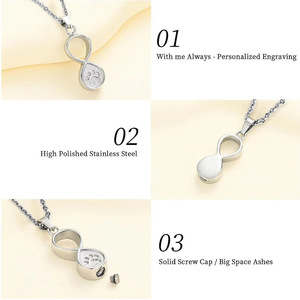 Kalung Pet Urn dari Baja Anti Karat dengan Liontin Cakar Infinity untuk Abu Jenazah, Perhiasan Kremasi, Wadah Penyimpanan, Kenang-kenangan, DIY - Product Image 3