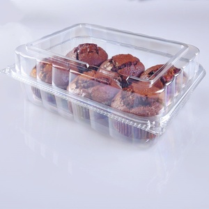 Caja de embalaje de alimentos de plástico desechable PET reciclable Diseño de concha <span class=keywords><strong>rectangular</strong></span> Contenedor de galletas transparente - Product Image 1
