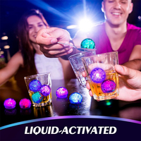 Cubo di Ghiaccio LED Luminoso Rotondo Lampeggiante che si Illumina al Buio per Decorazioni di Bar, Club, Matrimoni e Feste