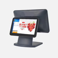 Terminal POS Layar Sentuh 15,6 Inci Layar Ganda Sistem POS Supermarket Mesin Kasir Sentuh Mesin POS untuk Dijual