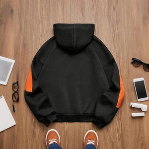 Sweat à capuche décontracté à épaules tombantes en coton éponge pour hommes de haute qualité patchwork personnalisé - Product Image 2