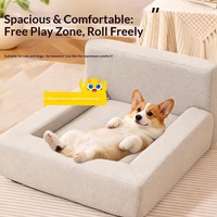 Lit pour chien moderne 100% coton confortable, coussin en tissu, meubles de salon, amovible, lavable, portable, canapé-lit pour chien et chat