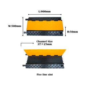 Protecteur de câbles à cinq canaux en caoutchouc robuste 900x500x50mm 15kg pour les chantiers de construction et la protection des câbles routiers - Product Image 3