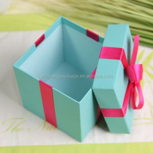 Fresh Custom Size Blue Square <b>Wedding</b> Door Gift <b>Box</b> With Ribbon - Product Image 4