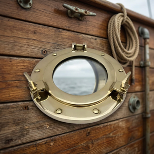 7'' Luxury Nautical Brass Art Deco Handmade Porthole <b>Mirror</b> by M/S TAJDAAR HANDICRAFTS for Beach House Wall Decoration - Product Image 3