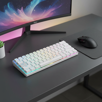 Clavier filaire silencieux à membrane rétroéclairé RVB rose 61 touches Clavier de jeu Combinaisons clavier-souris
