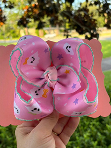 Barrettes à cheveux personnalisées imprimées avec grand nœud pour filles, barrettes à cheveux en dentelle avec strass, accessoires mignons pour enfants - Product Image 6