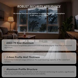 OUNA หน้าต่างและประตูอลูมิเนียมกันเสียงกันความร้อน, หน้าต่างกระจกนิรภัยสองชั้นเอียงและเปิดหน้าต่าง - Product Image 3