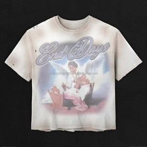 T-shirts pour hommes surdimensionnés personnalisés, imprimés, en coton pur 300 g/m², effet <span class=keywords><strong>d</strong></span>élavé, coupe ample à épaules tombantes - Product Image 3