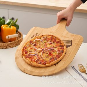 Bamboo <b>Pizza</b> Pan Japanese Style Irregular <b>Shape</b> Wood Material Double Sided Home Baking Tool - Product Image 3