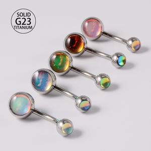 G23 Titanium Flash <span class=keywords><strong>Film</strong></span> Nombril Anneaux de nombril Piercing incurvé Anneaux de ventre colorés pour les femmes Fashion Body Piercing Jewelry - Product Image 5