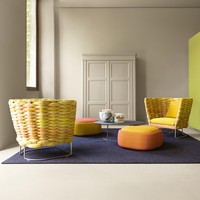 Conjunto de Sofá Modular para Exteriores de Diseño Minimalista, Tejido con Cuerda de Olefina Curvada y Enlazada, Dos Opciones de Grosor de Cuerda, Cojín Impermeable para Patio