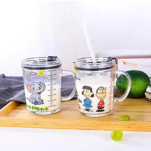 <b>Childrens</b> Breakfast <b>Cup</b> Glass Measuring <b>Cup</b> With Handle Heat Resistant For Home Use - Product Image 4