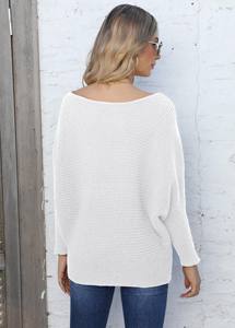 <span class=keywords><strong>Pull</strong></span> en tricot à manches longues et à rayures, de couleur unie, <span class=keywords><strong>col</strong></span> <span class=keywords><strong>bateau</strong></span>, épaules dénudées. - Product Image 6