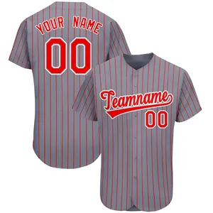 Benutzer definierte Logo einfache Baseball-Trikot Knopf oben Streifen Hemden Polyester Sport Trikot Baseball tragen Uniformen für Erwachsene Kinder