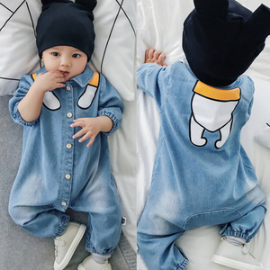 Ensemble barboteuse et chemise en jean en coton pour bébés garçons, vêtements personnalisés pour bébés, vente en gros en ligne de produits chinois - Product Image 5