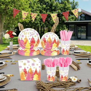 Vaisselle jetable imprimée de Noël pour les fêtes comprenant des <span class=keywords><strong>serviettes</strong></span> Tasses et assiettes décoratives - Product Image 1