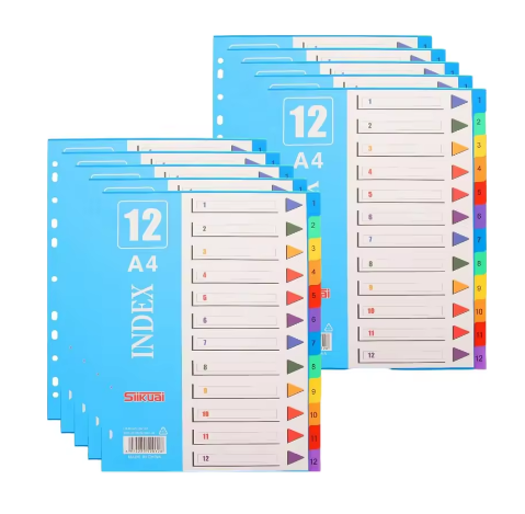 OUNAN A4 Ring Binder Dividers 12 Pieces PVC High Quality Made China Zhejiang OEM/ODM Acceptable Custom Logo 24 Hours Online