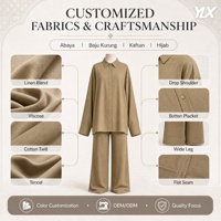 Ensemble deux pièces personnalisé pour femme : chemise ample en lin et pantalon large – OEM/ODM, marque privée, tenue décontractée et discrète, respirante et légère