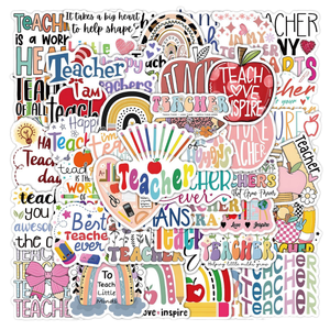 Pegatinas de grafiti de PVC troqueladas, estilo de dibujos animados, frases de bendición <span class=keywords><strong>del</strong></span> Día <span class=keywords><strong>del</strong></span> Maestro para decoración de libros y botellas, pegatina de regalo para maestro de agradecimiento - Product Image 1