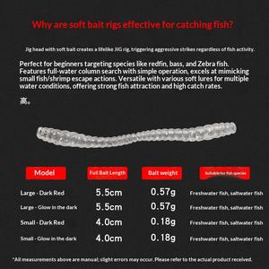 शीर्ष दाएं 0.18g 3.5 सेमी 0.57 ग्राम 5.5 सेमी सिमुलेशन मिट्टी नरम लाल कीड़े स्नान - Product Image 2